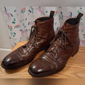 EUC To Boot NY Handmade Mocha Leather Casual Oxford Wingtip Ankle Boot SZ 10